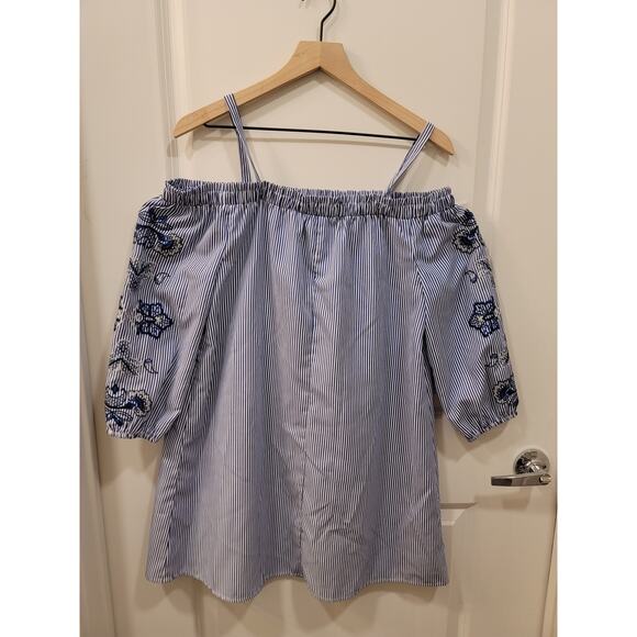 As U Wish Striped Embroidered Blouse - Picture 2 of 7